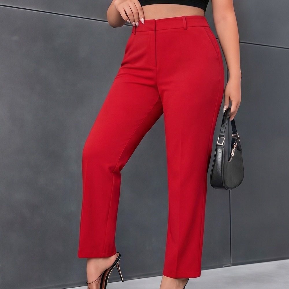 Worthington 14S Vibrant Elegant Red Straight Leg Classy Office Dress Pants